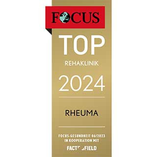 Auszeichnung des Magazin Focus als Top Rehaklinik 2024 in der Indikation Rheuma